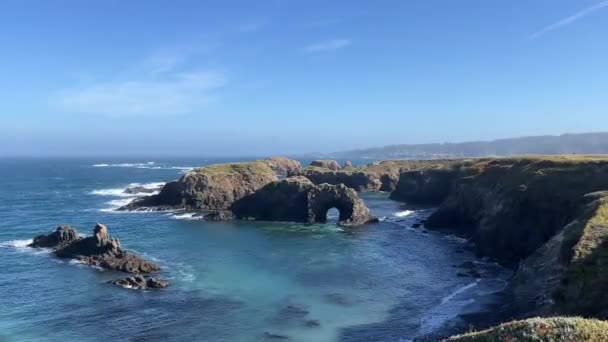 Pacific Coastline Mendocino Headlands State Park Summer Morning View Rock — Vídeo de Stock