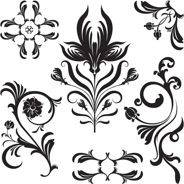 Set di fiori ornamento di design — Vettoriale Stock