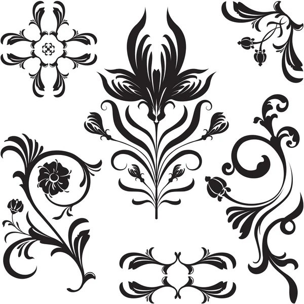 Ensemble de fleurs Décoration Design — Image vectorielle