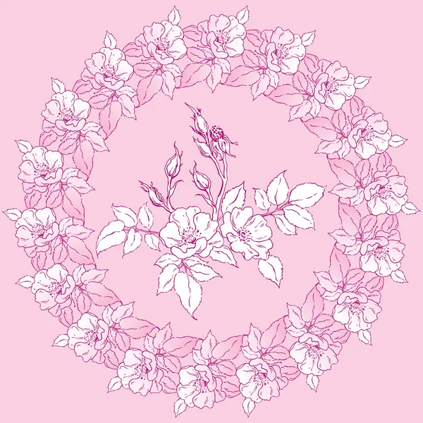 Kreis der Blumen der Wildrose — Stockvektor