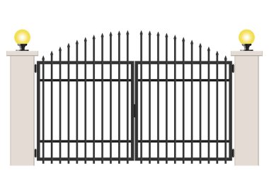 Beton ve çelik kapı beyaz arkaplanda izole edildi