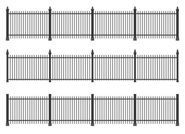 Gerçekçi çelik çit vektör illüstrasyonunu beyaza izole etti