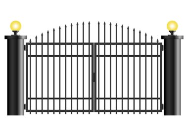 Beyaz arka planda izole edilmiş gerçekçi çelik kapı