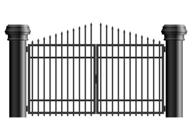 Beyaz arka planda izole edilmiş gerçekçi çelik kapı