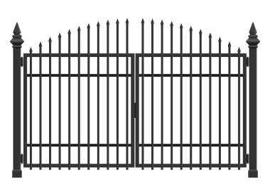 Beyaz arka planda izole edilmiş gerçekçi çelik kapı