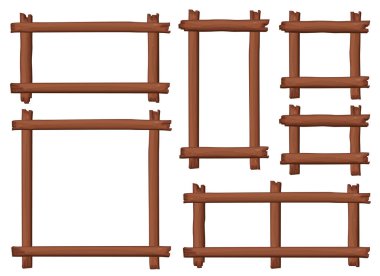 Çizgi film tarzında ahşap çerçeve