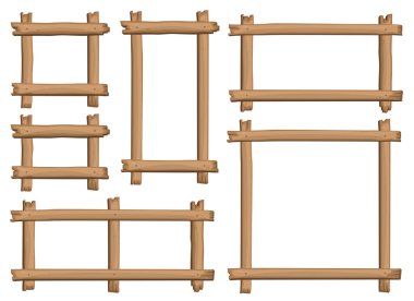 Çizgi film tarzında ahşap çerçeve