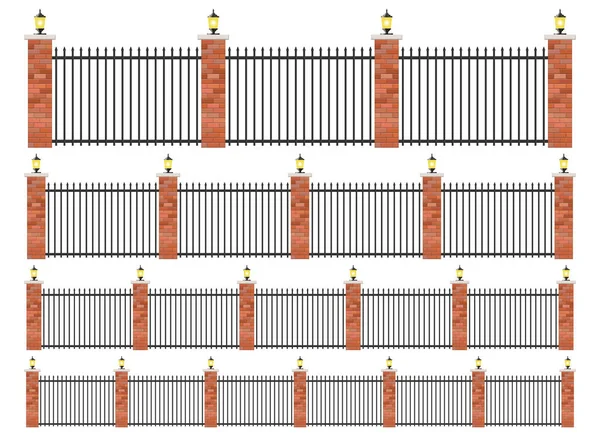 Conjunto Vallas Ladrillo Acero Realista — Vector de stock