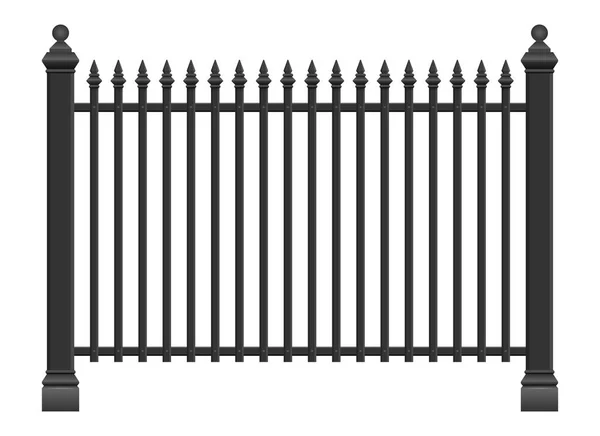 Realistic Steel Fence Vector Illustration Isolated White — Stock vektor