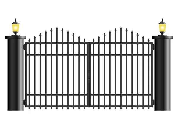 白地に隔離された現実的な鉄門 — ストックベクタ