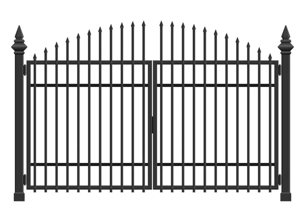 白地に隔離された現実的な鉄門 — ストックベクタ