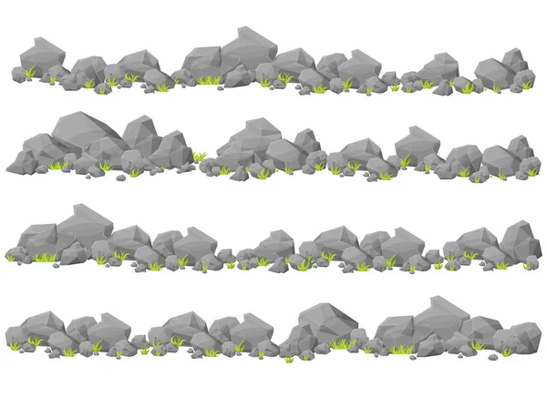 Набір Каменів Валунів Мультиплікаційному Стилі — стоковий вектор