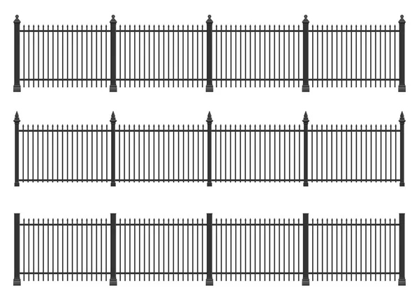 Realistic Steel Fence Set Vector Illustration Isolated White Vektorgrafik