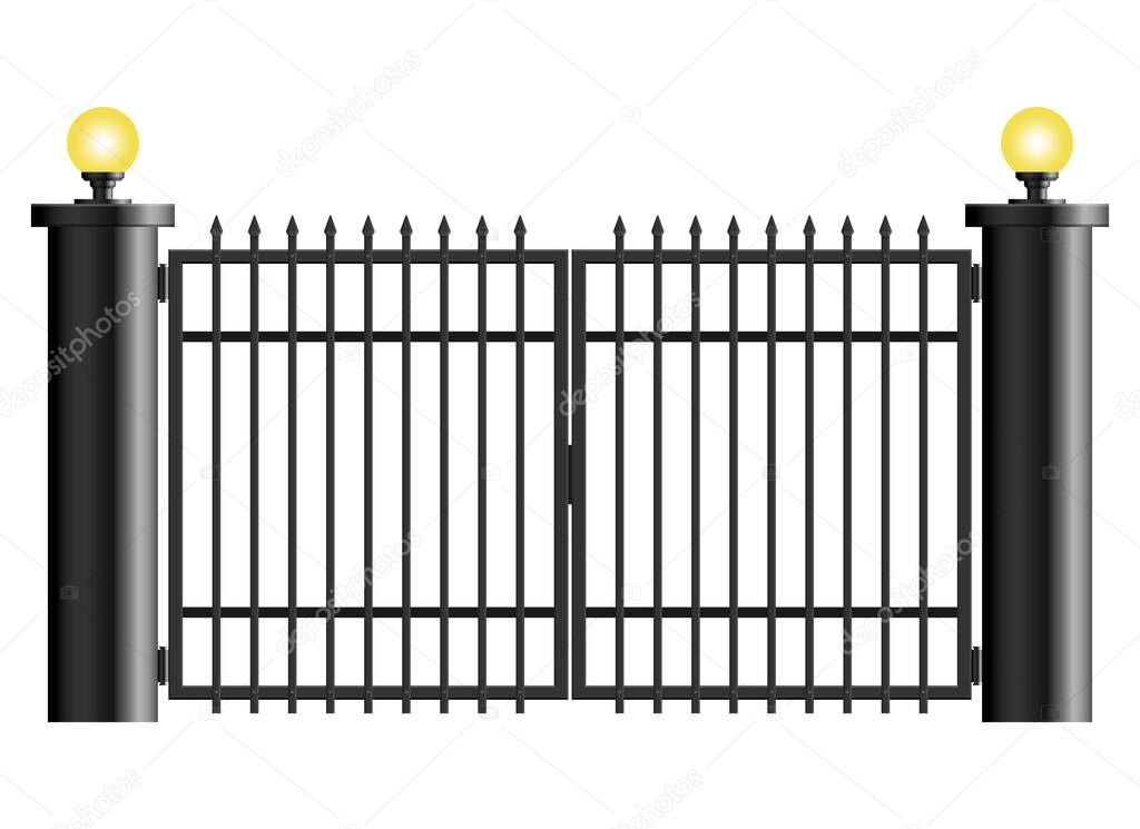 Realistic steel gate isolated on white background