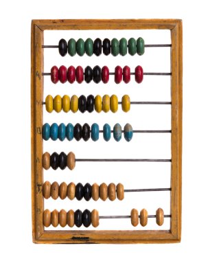 Vintage ahşap abacus izole beyaz zemin üzerine çocuklar.