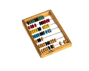 Vintage ahşap abacus izole beyaz zemin üzerine çocuklar.