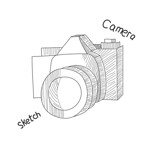 Ilustración de cámara en estilo sketch — Vector de stock