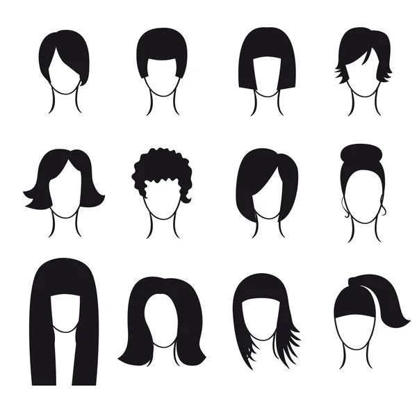 Conjunto vetorial de ícones de estilo de cabelo — Vetor de Stock
