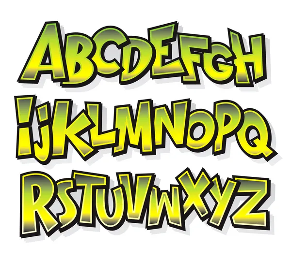 Cartoon comic font alphabet. Vector — Stock Vector
