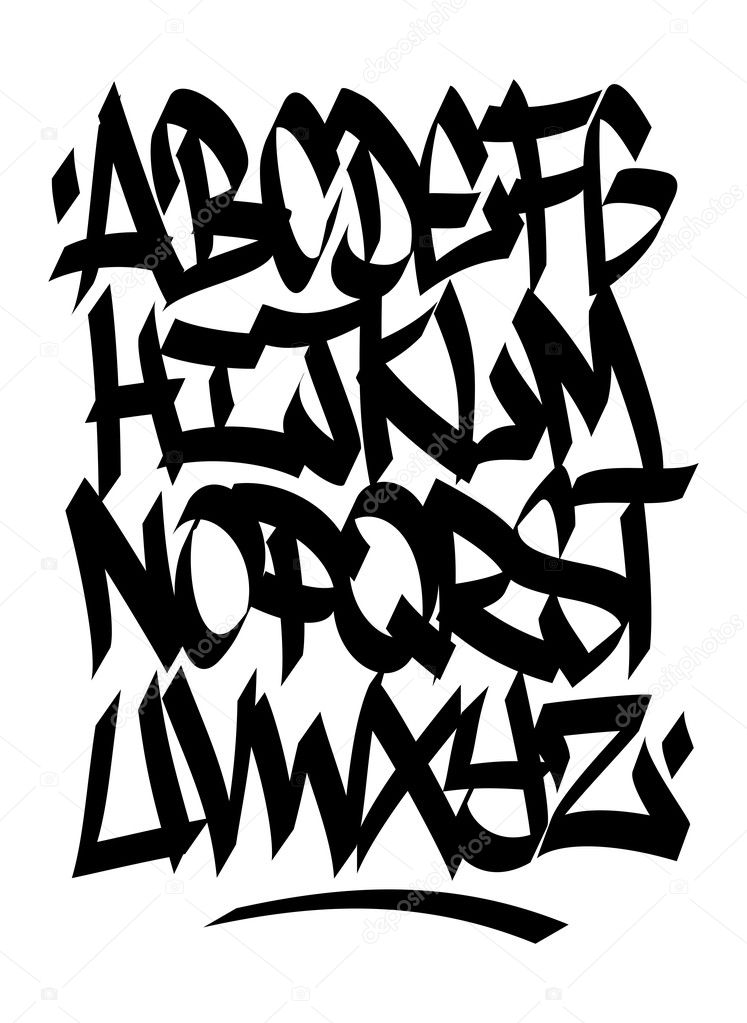 Hand written graffiti font alphabet. Vector — Stock Vector ...