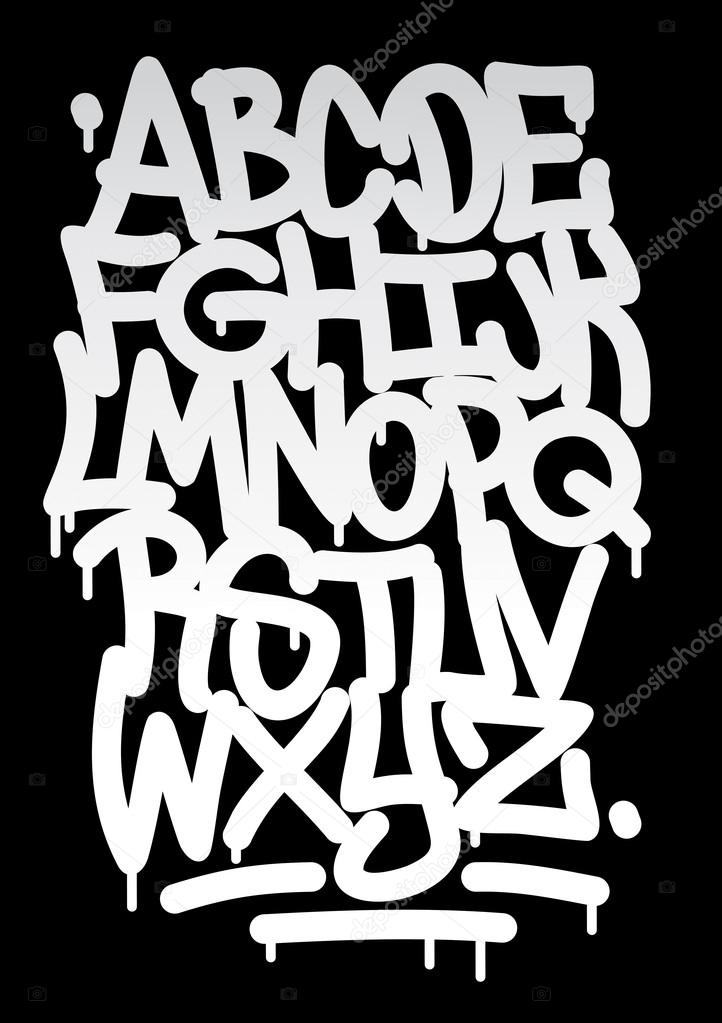 Hand written graffiti font alphabet. Vector