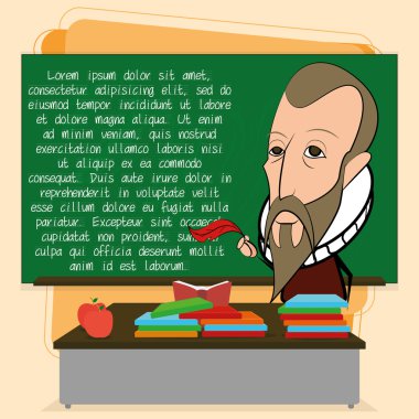 Miguel de cervantes karikatür sınıf sahnede