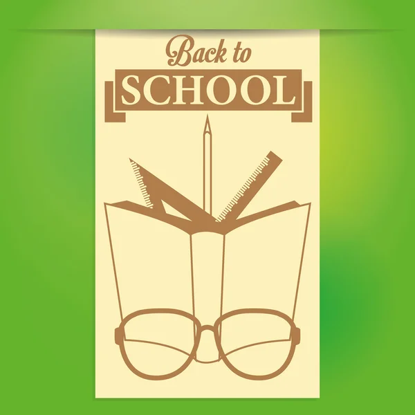 Bir kitap, gözlük, cetvelleri ve arka plan üzerinde kalem şık gösteren resim — Stok Vektör