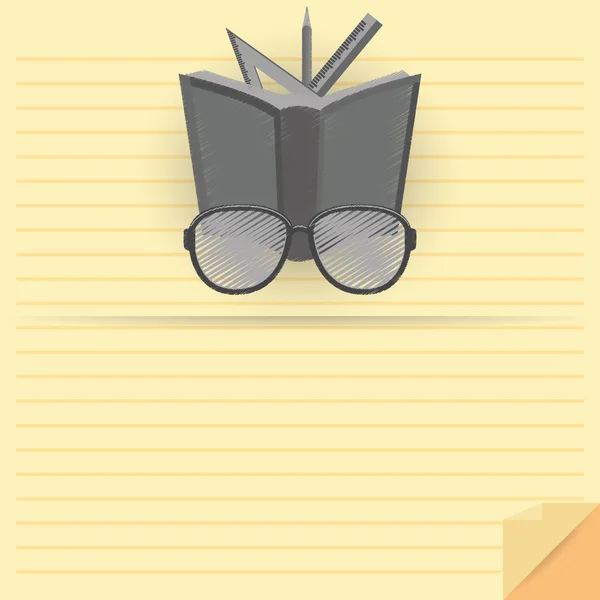 Livro e óculos isolados no fundo — Vetor de Stock