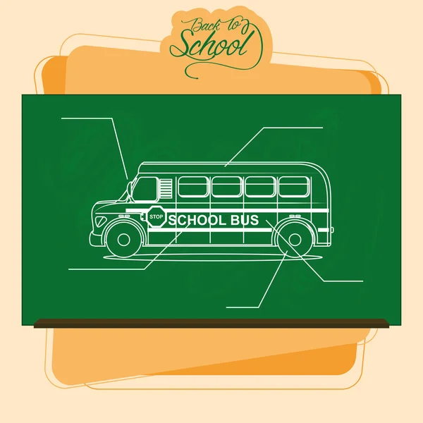 Tableau avec un dessin d'un autobus scolaire — Image vectorielle