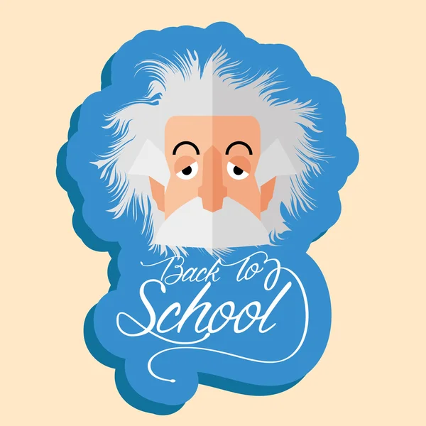 Funny Albert Einstein Cartoon Portrait Isolated — Stock Vector