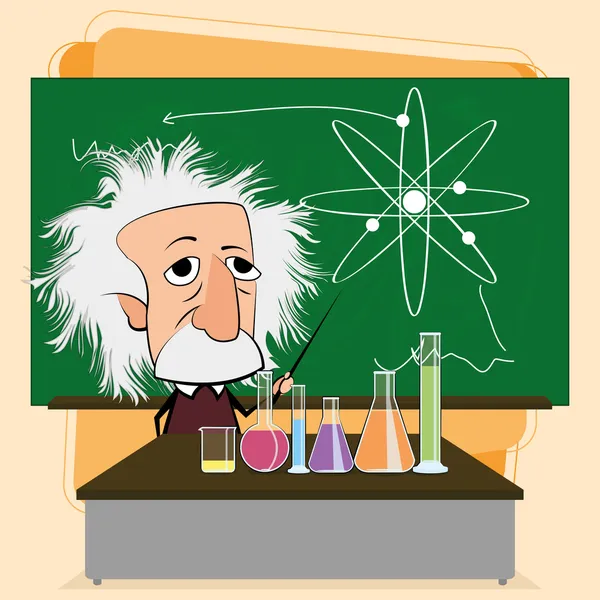 Albert einstein rajzfilm egy osztályteremben jelenet — Stock Vector