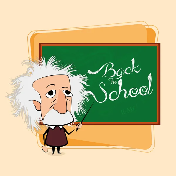 Albert Einstein Dessin animé dans une scène de classe — Image vectorielle