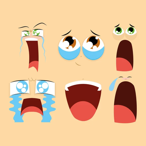 Set Of Different Cartoon Faces Isolated — Stock Vector