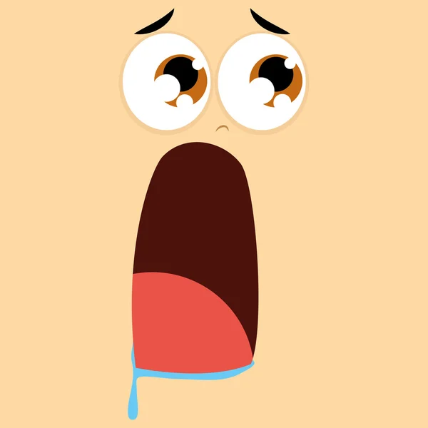 Funny Cartoon Character Face Illustration Editable - Stok Vektor