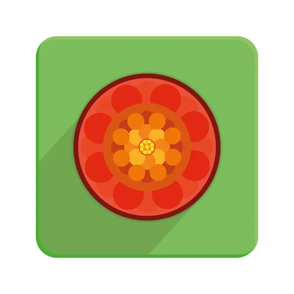 Icono floral colorido con estilo en botón verde — Vector de stock