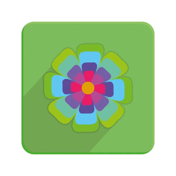 Stylowy kolorowy kwiatowy ikona na zielony przycisk — Wektor stockowy