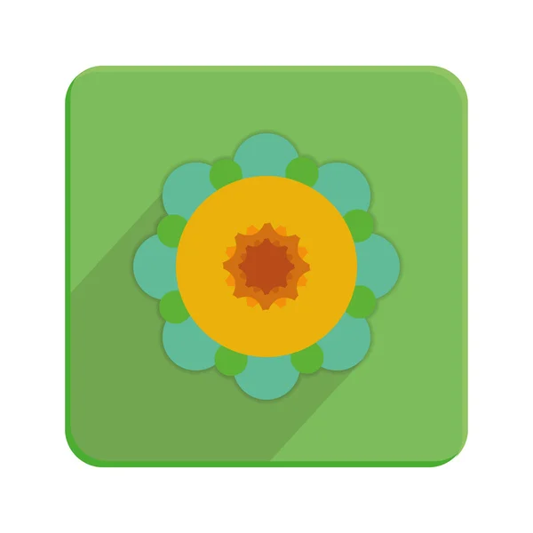 Ícone floral colorido elegante no botão verde — Vetor de Stock