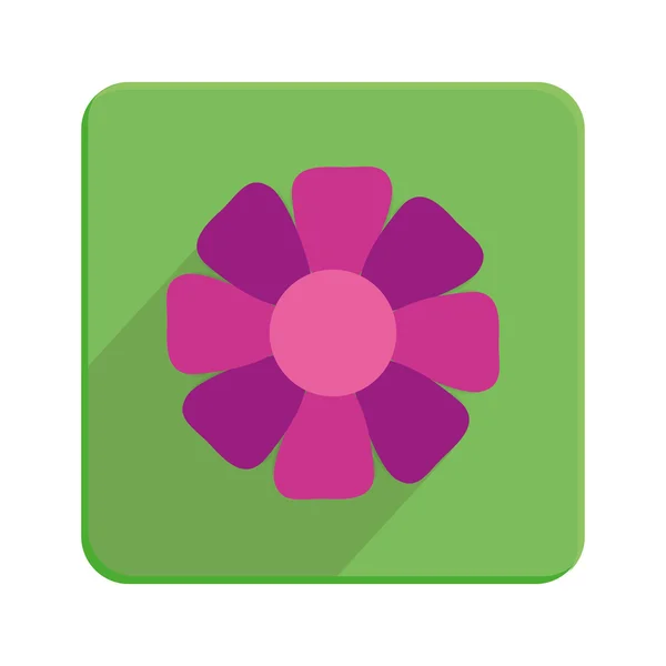 Stilvolles buntes Blumensymbol auf grünem Knopf — Stockvektor
