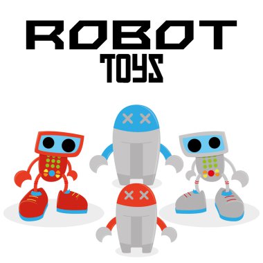 farklı çizgi film robotlar izole kümesi