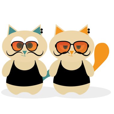 sevimli çizgi kedi beyaz zemin üzerine izole 