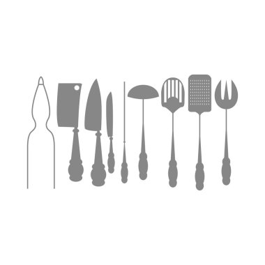 mutfak elemanları izole siluet simgeler 