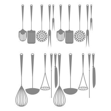 mutfak elemanları izole siluet simgeler 