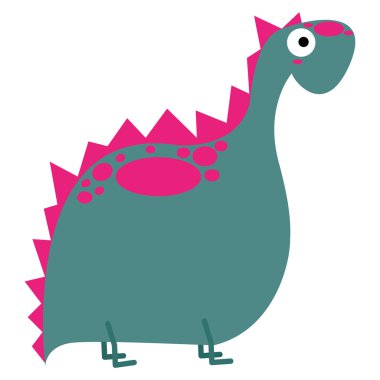 izole vektörel sevimli çizgi pembe dinozor