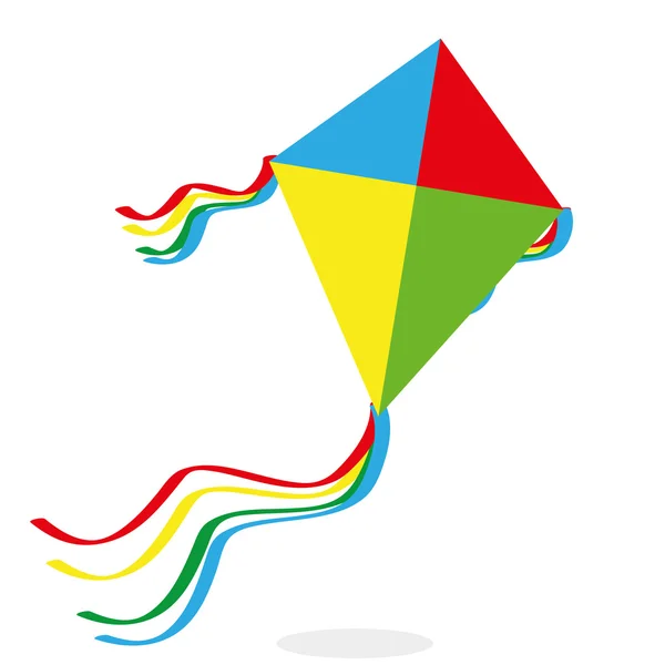 Cartoon kite geïsoleerd op witte achtergrond — Stockvector