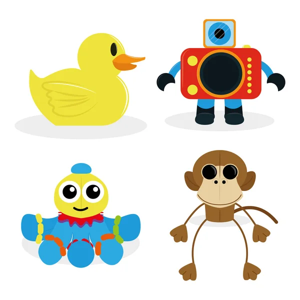 Conjunto de diferentes juguetes de dibujos animados aislados — Vector de stock