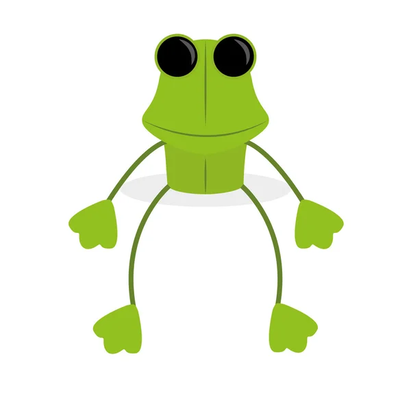 하얀색 배경에 고립 된 만화 초록색 개구리 — 스톡 벡터