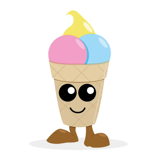 Cartoon Cute Ice Cream Isolated On White Background — Stock Vector