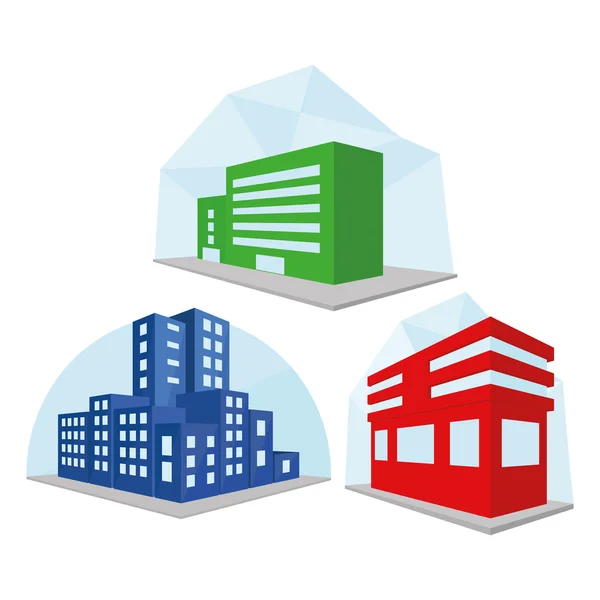 Set Of Different Building Icons Isolated — Stock Vector