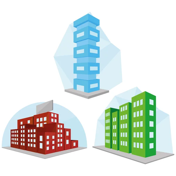 Set Of Different Building Icons Isolated — Stock Vector