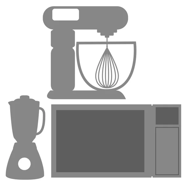 Iconos de siluetas de elementos de cocina aislados — Vector de stock